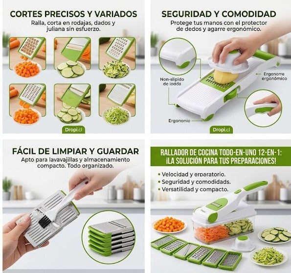 Rallador de Cocina Todo en Uno 12 en 1