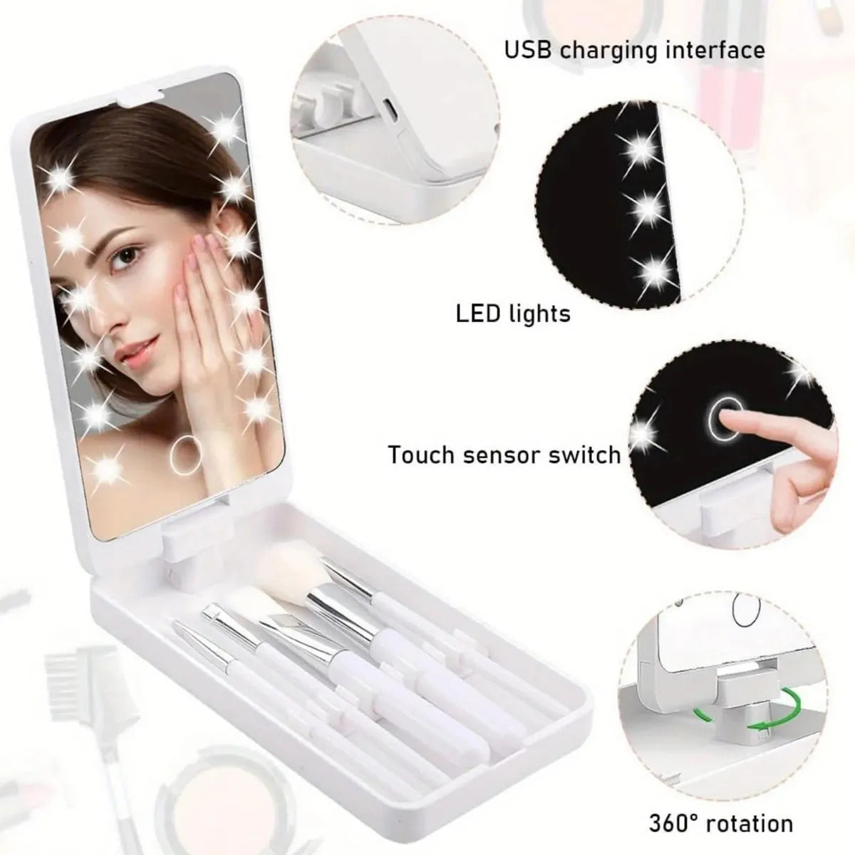 Espejo Luces LED+ Set Brochas
